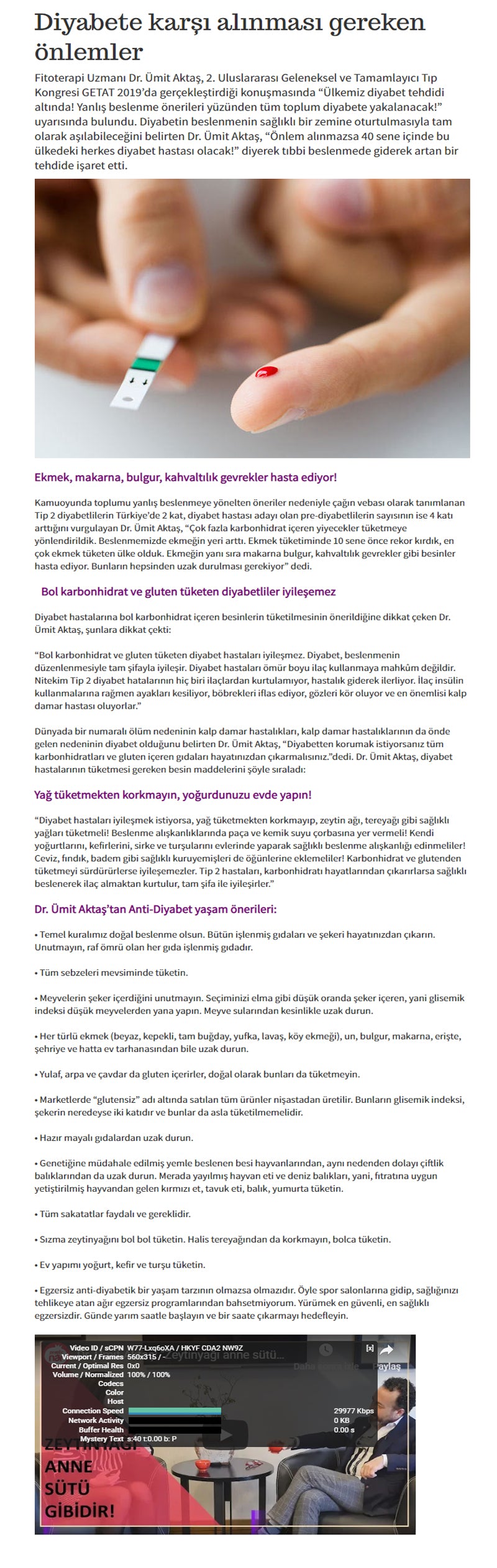 Diyabete Karşı Alınması Gereken Önlemler / Milliyet.com.tr