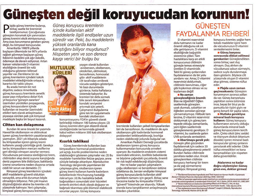 Güneşten Değil Koruyucudan Korunun! / Milliyet
