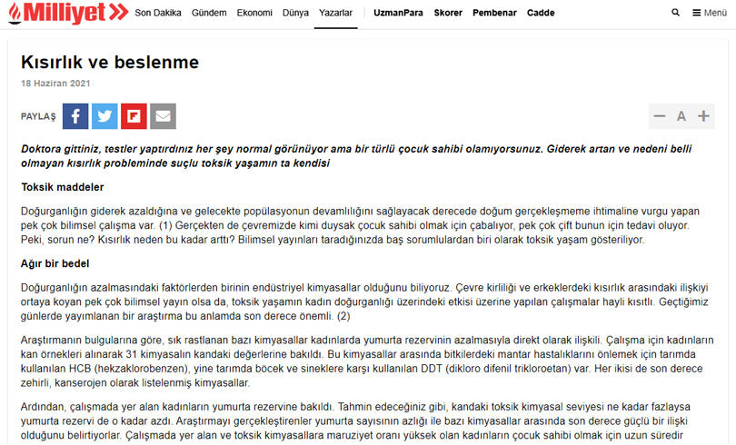 Kısırlık ve Beslenme / Milliyet.com.tr
