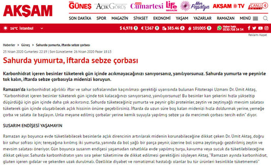 Sahurda Yumurta ile Tok Kalın, İftarda Sebze Çorbası ile Midenizi Koruyun! / Akşam.com.tr