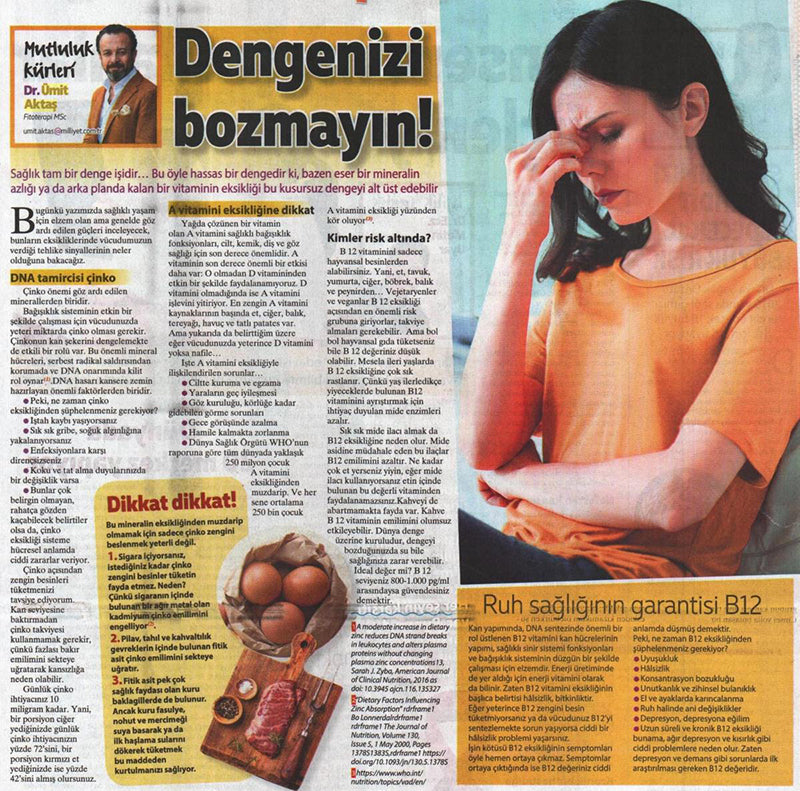 Vitamin Eksikliği Dengenizi Bozar / Milliyet Pazar