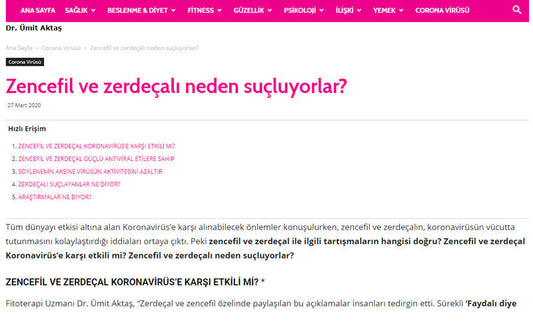 Zencefil ve Zerdeçal Koronavirüsün Aktive Olmasını Engeller / Formsante.com.tr